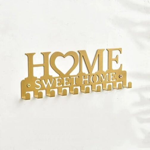 Wall Mounted Key Holder Home Sweet Home (MS) (Gold color)